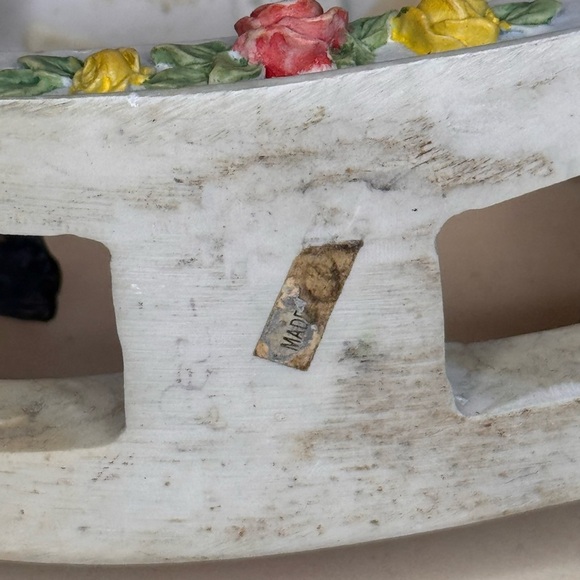 Vintage Estate Resin Rocking Horse Figurine with Floral Accents - Picture 8 of 8